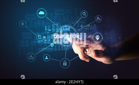 Hand touching DISRUPTION inscription, Cybersecurity concept Stock Photo ...