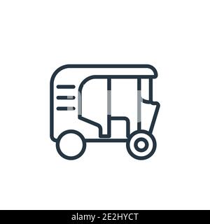 Rickshaw outline vector icon. Thin line black rickshaw icon, flat vector simple element illustration from editable india concept isolated stroke on wh Stock Vector