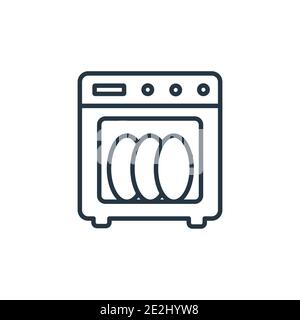 Dishwasher outline vector icon. Thin line black dishwasher icon, flat vector simple element illustration from editable kitchen concept isolated stroke Stock Vector