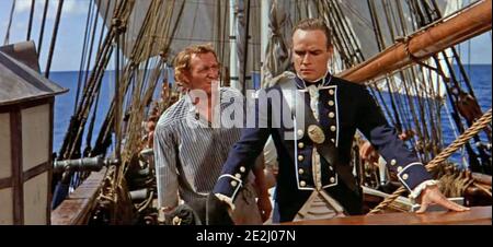 MUTINY ON THE BOUNTY 1962 MGM film with Marlon Brando as Captain Fletcher Christian and Richard Harris as Seaman John Mills Stock Photo