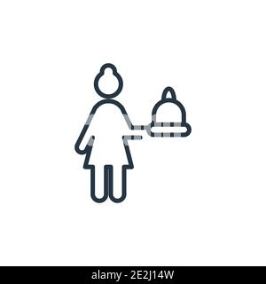 Woman cooking outline vector icon. Thin line black woman cooking icon, flat vector simple element illustration from editable humans concept isolated s Stock Vector