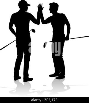 Golfer Golf Sports People in Silhouette Stock Vector
