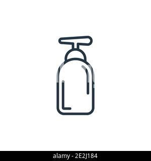 Pump bottle outline vector icon. Thin line black pump bottle icon, flat vector simple element illustration from editable hygiene concept isolated stro Stock Vector