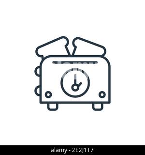 Toaster outline vector icon. Thin line black toaster icon, flat vector simple element illustration from editable kitchen concept isolated stroke on wh Stock Vector
