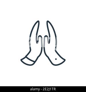 Namaste outline vector icon. Thin line black namaste icon, flat vector simple element illustration from editable india concept isolated on white backg Stock Vector