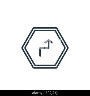 Curves ahead outline vector icon. Thin line black curves ahead icon, flat vector simple element illustration from editable maps and flags concept isol Stock Vector