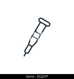 Walking stick outline vector icon. Thin line black walking stick icon, flat vector simple element illustration from editable medical concept isolated Stock Vector