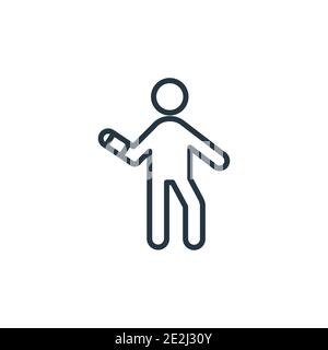 Broken arm outline vector icon. Thin line black broken arm icon, flat vector simple element illustration from editable humans concept isolated stroke Stock Vector