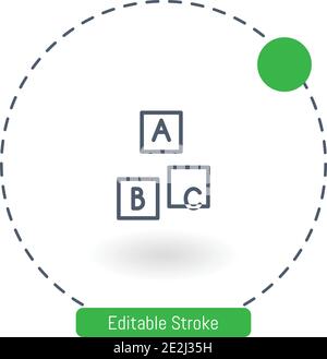 baby abc cubes vector icon editable stroke outline icons for web and mobile Stock Vector