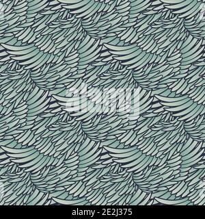 Vintage seamless psychedelic pattern with hand-drawn wings feathers. Vector doodle illustration Stock Vector