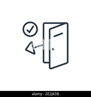 Check out outline vector icon. Thin line black check out icon, flat vector simple element illustration from editable hotel concept isolated on white b Stock Vector