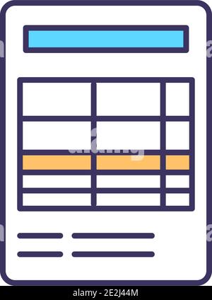 Asset receipt RGB color icon Stock Vector
