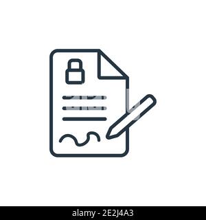 Confidentiality agreement outline vector icon. Thin line black confidentiality agreement icon, flat vector simple element illustration from editable h Stock Vector