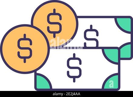 Money income RGB color icon Stock Vector