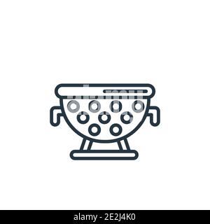 Strainer outline vector icon. Thin line black strainer icon, flat vector simple element illustration from editable kitchen concept isolated stroke on Stock Vector