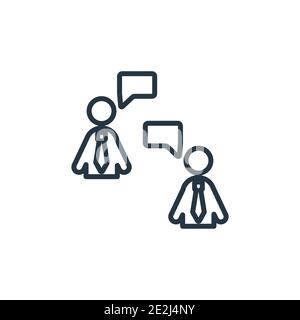 Dialogue outline vector icon. Thin line black dialogue icon, flat vector simple element illustration from editable human resources concept isolated st Stock Vector