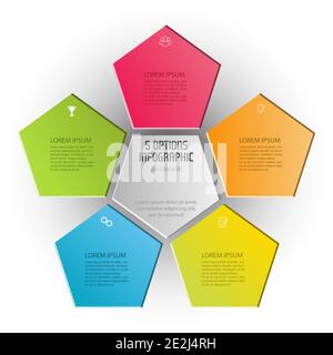 Pentagon infographic. The triangle diagram is divided into 5 parts ...