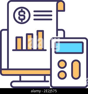 Monitoring company operational costs RGB color icon Stock Vector