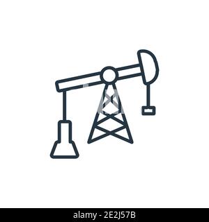 Pumpjack outline vector icon. Thin line black pumpjack icon, flat vector simple element illustration from editable industry concept isolated stroke on Stock Vector