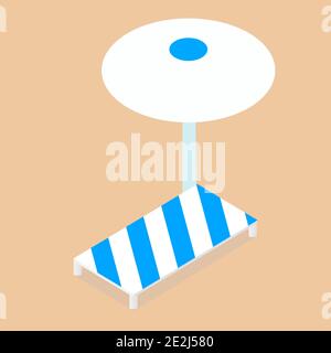 Sunbed and beach umbrella on sand eps.10 Stock Vector