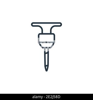 Drilling machine outline vector icon. Thin line black drilling machine icon, flat vector simple element illustration from editable industry concept is Stock Vector