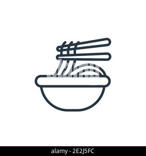 Ramen outline vector icon. Thin line black ramen icon, flat vector simple element illustration from editable hotel and restaurant concept isolated str Stock Vector