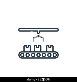 Assembly line outline vector icon. Thin line black assembly line icon, flat vector simple element illustration from editable industry concept isolated Stock Vector