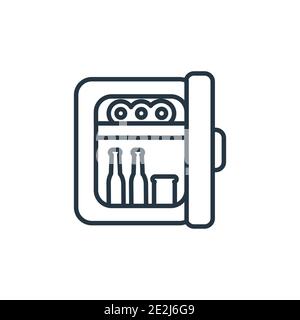 Minibar outline vector icon. Thin line black minibar icon, flat vector simple element illustration from editable hotel concept isolated on white backg Stock Vector