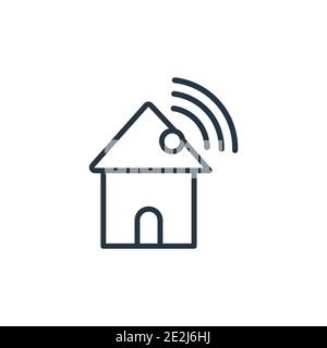 Home network outline vector icon. Thin line black home network icon, flat vector simple element illustration from editable networking concept isolated Stock Vector