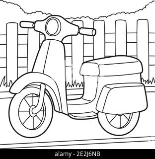 Scooter Coloring Page Stock Vector