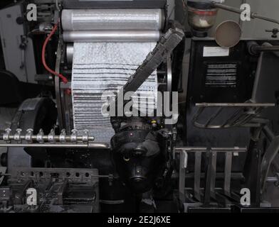 Modern industrial lathe in the details. Stock Photo