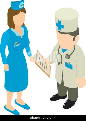 Medical staff icon. Isometric illustration of medical staff vector icon for web Stock Vector