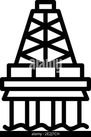 Power sea drilling rig icon. Outline power sea drilling rig vector icon for web design isolated on white background Stock Vector