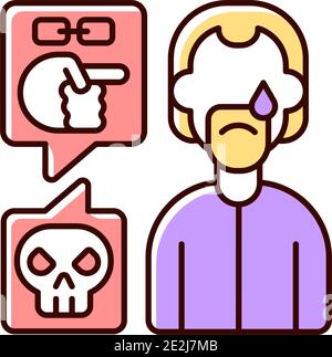 Racial cyberbullying RGB color icon Stock Vector
