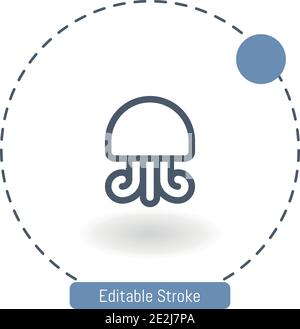 jellyfish vector icon editable stroke outline icons for web and mobile Stock Vector