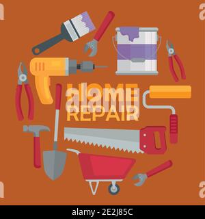 bundle of construction tools set icons and lettering Stock Vector