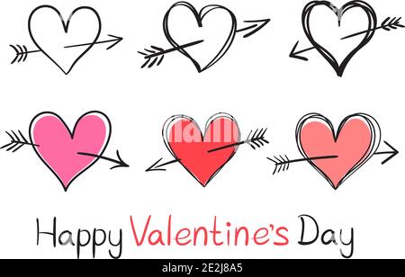 Happy Valentines hearts set Stock Vector