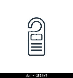 Door hanger outline vector icon. Thin line black door hanger icon, flat vector simple element illustration from editable hotel and restaurant concept Stock Vector