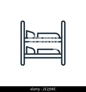 Bunk bed outline vector icon. Thin line black bunk bed icon, flat vector simple element illustration from editable furniture concept isolated stroke o Stock Vector