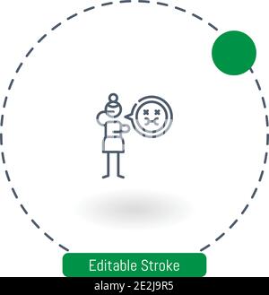 loathing vector icon editable stroke outline icons for web and mobile Stock Vector