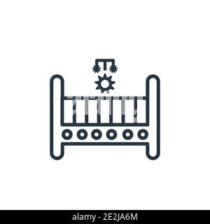 Cradle outline vector icon. Thin line black cradle icon, flat vector simple element illustration from editable kid and baby concept isolated stroke on Stock Vector