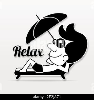 Ant relaxing in a hammock Vector line art illustration coloring page. Stock Vector