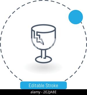 fragile vector icon editable stroke outline icons for web and mobile Stock Vector