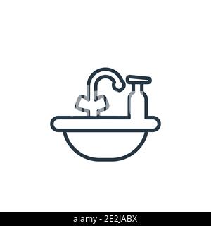 Washbasin outline vector icon. Thin line black washbasin icon, flat vector simple element illustration from editable hygiene concept isolated stroke o Stock Vector