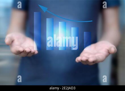 Data analysis technology virtual automation of forecasts Analytics and information graphics. Concept. Stock Photo