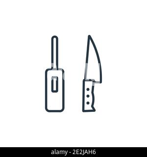 Knife sharpener outline vector icon. Thin line black knife sharpener icon, flat vector simple element illustration from editable kitchen concept isola Stock Vector