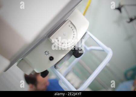Detail of portable x-ray unit in hospital. Stock Photo