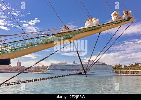 Viking Sea cruise ship moored in Malaga port, Spain Stock Photo