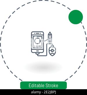 online content vector icon editable stroke outline icons for web and mobile Stock Vector
