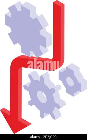 Gears arrow icon. Isometric of gears arrow vector icon for web design isolated on white background Stock Vector
